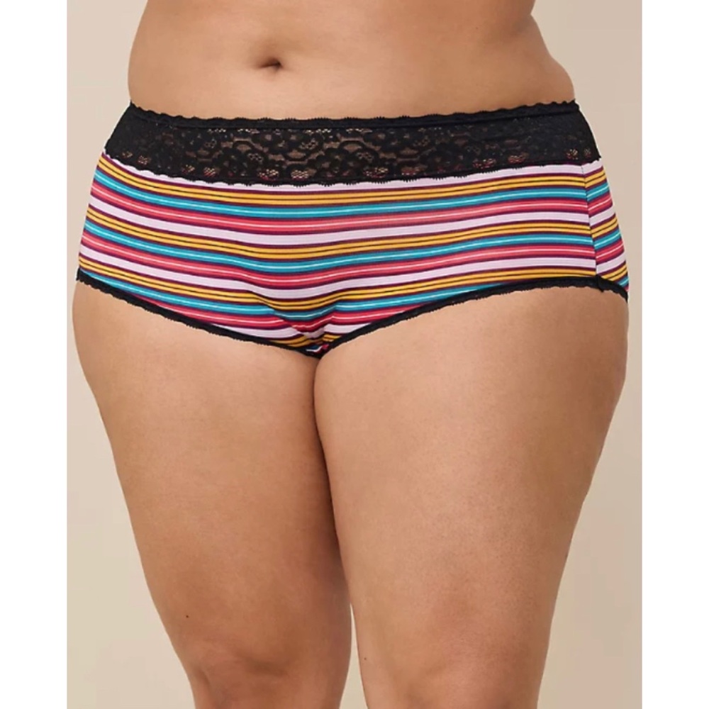 🆕 Striped Second Skin Mid Rise Lace Trim Panty Brief 3 3X 22 24 NWT Torrid New!